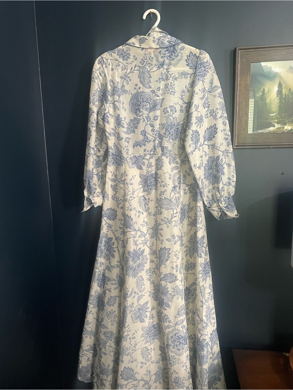 Sezane Editions Bellisima Toile Maxi Dress Shirtdress Linen Silk 34 XS S - Picture 3 of 7
